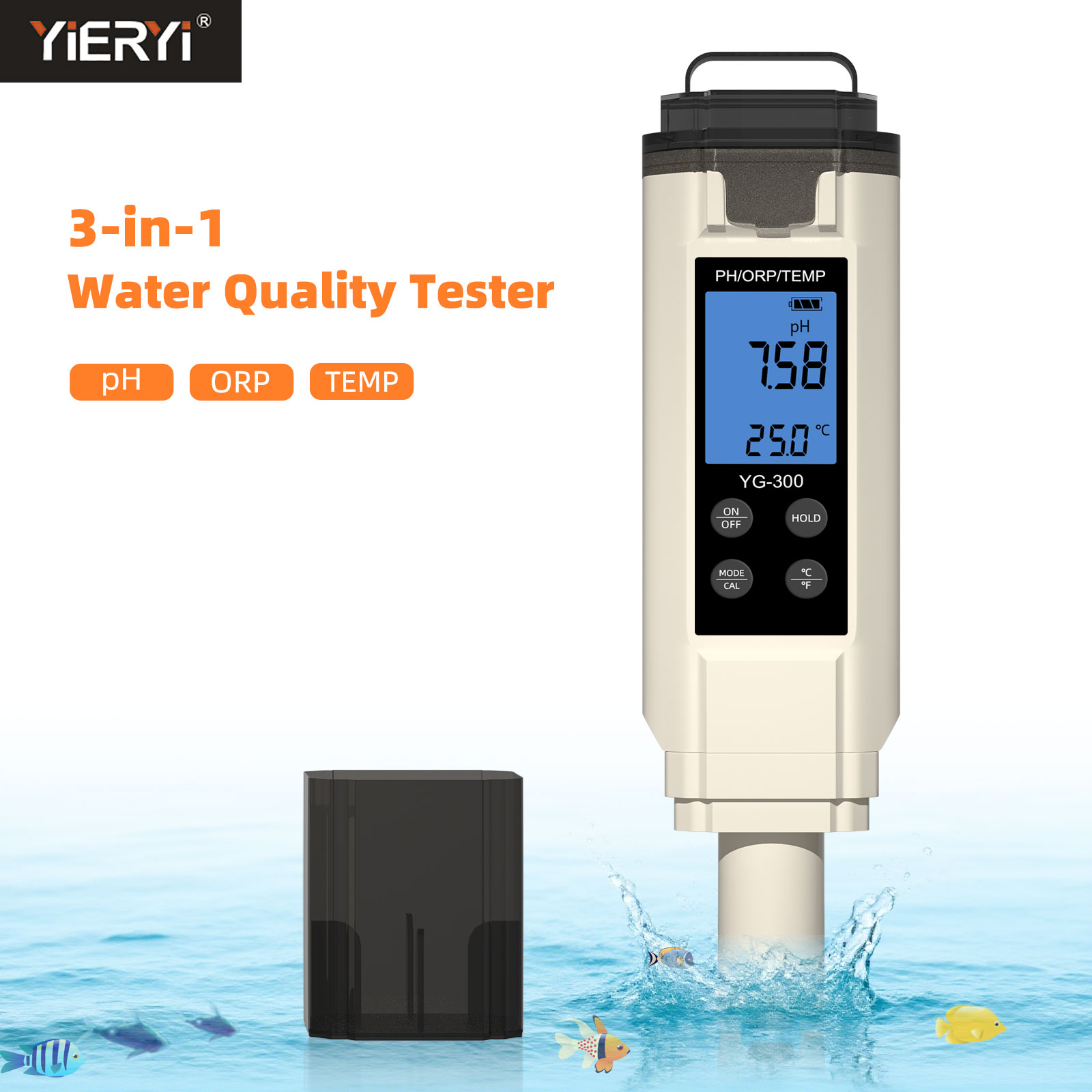 Marine Aquarium Water Analyzer - Yieryi Dijital 3'ü 1 Arada PH/ORP/Sıcaklık