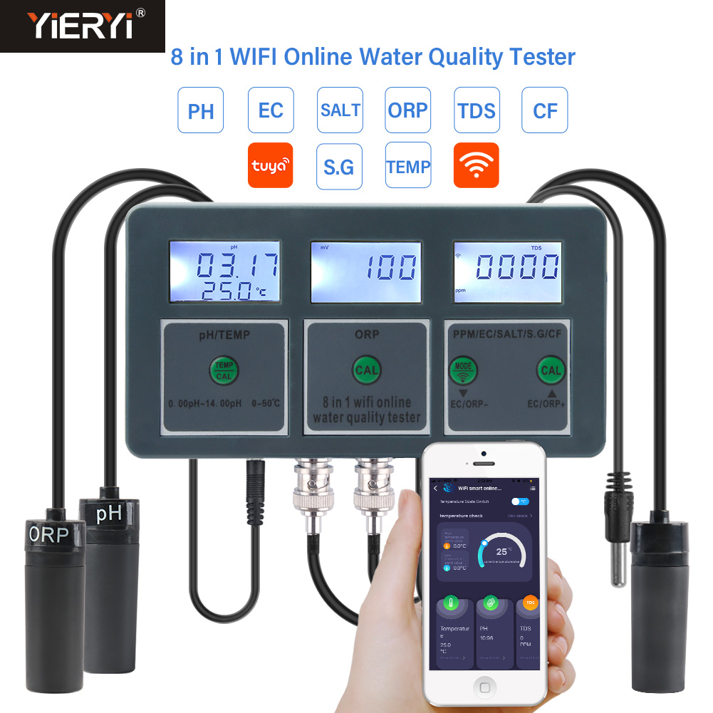 Marine Aquarium Water Analyzer - WiFi Tuya akıllı PH ölçer veri
