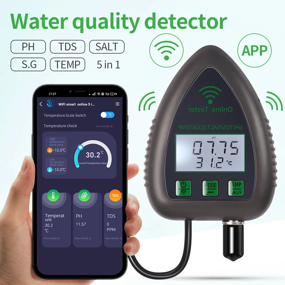 Marine Aquarium Water Analyzer - Tuya WiFi 5 in1 su kalitesi